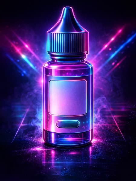 E-juice för vaping i neonljus