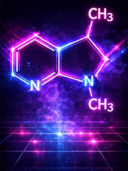 Nikotin molekylär formel i neonljus