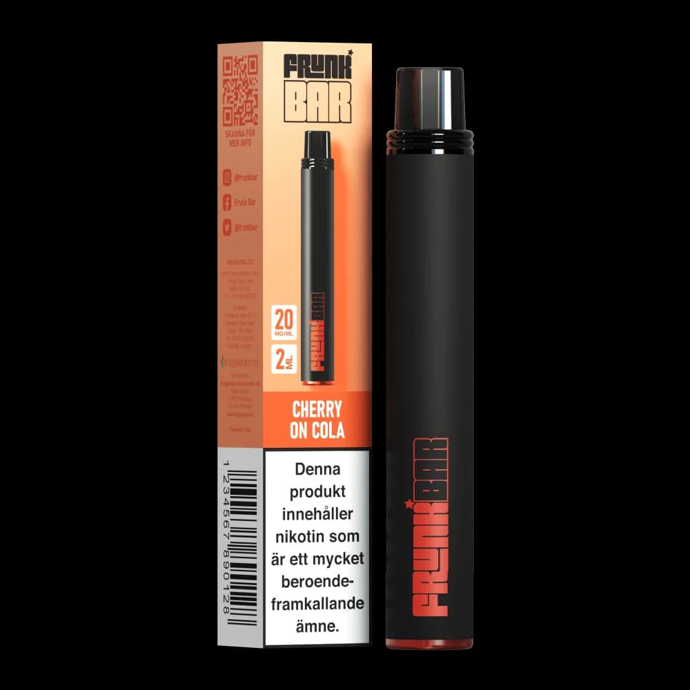 Frunk Bar Cherry on Cola 20mg – engångsvape med förpackning.