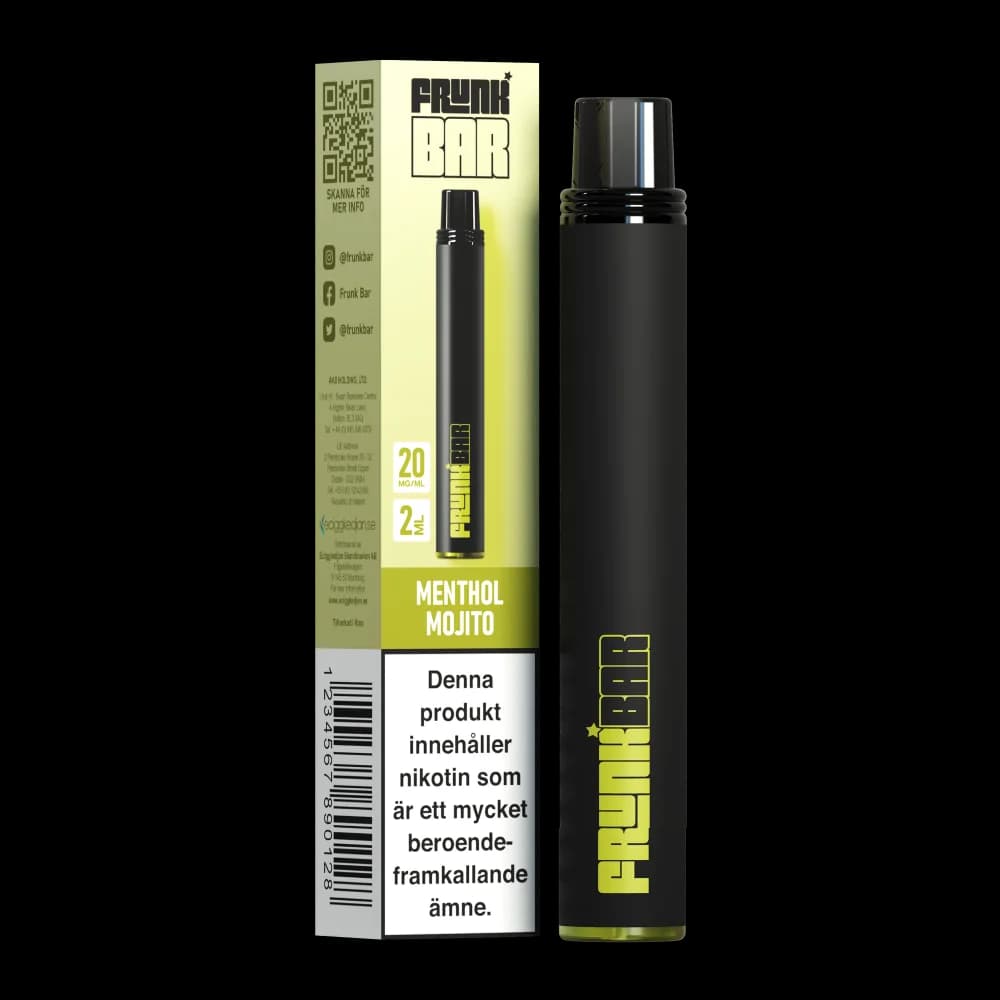Frunk Bar Menthol Mojito 20mg – engångsvape med förpackning.