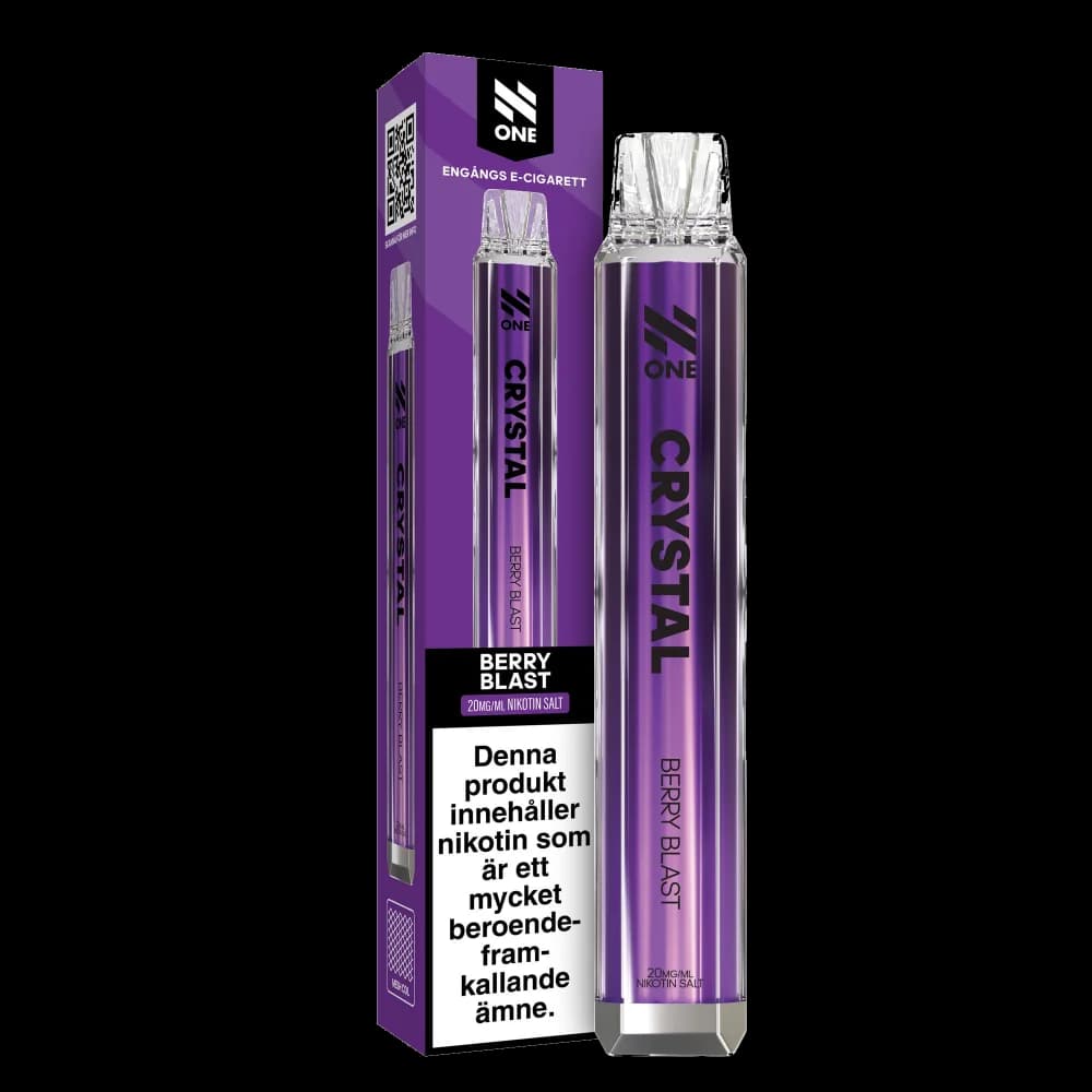 N One Crystal Berry Blast 20mg – engångsvape med förpackning.