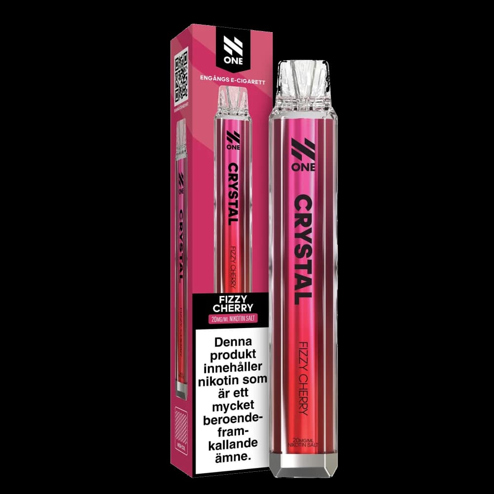 N One Crystal Fizzy Cherry 20mg – engångsvape med förpackning.