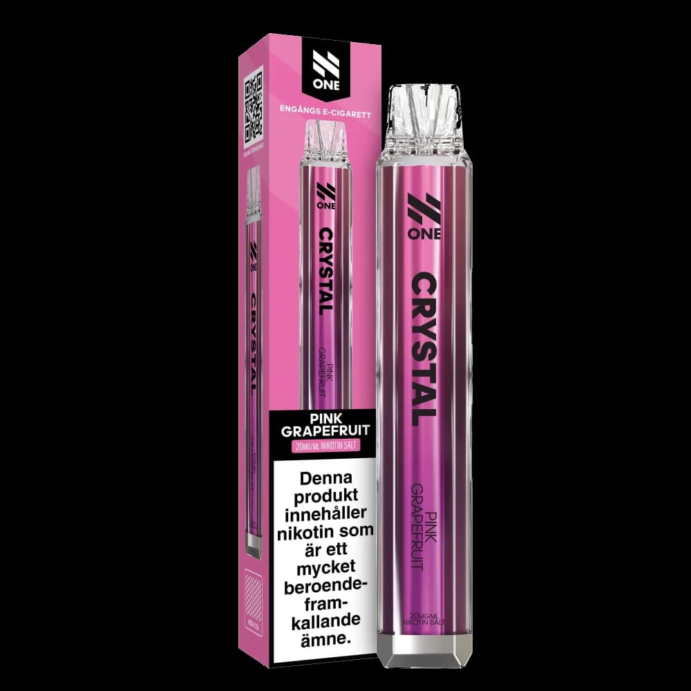 N One Crystal Pink Grapefruit 20mg – engångsvape med förpackning.