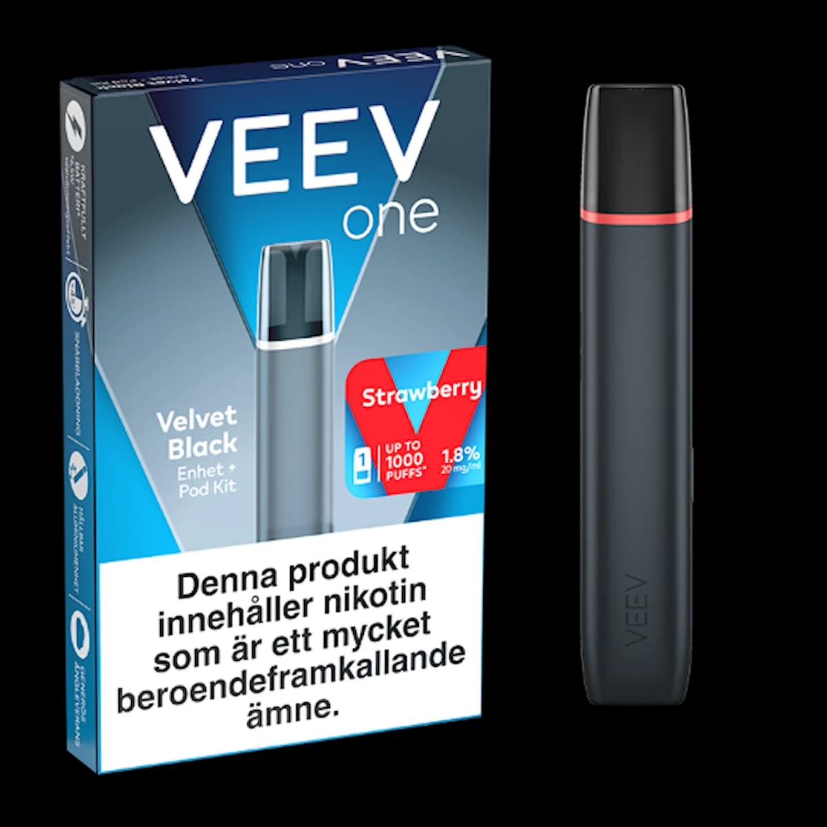 VEEV ONE Pod Device Velvet Black + pod strawberry