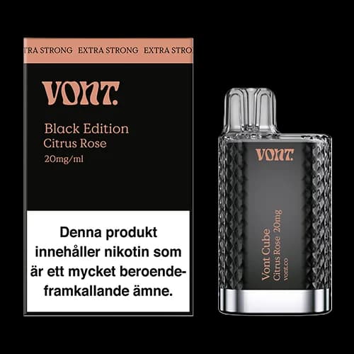 Vont Cube Black Edition Citrus Rose 20mg – engångsvape med förpackning.