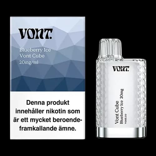 Vont Cube Blueberry Ice 20mg – engångsvape med förpackning.