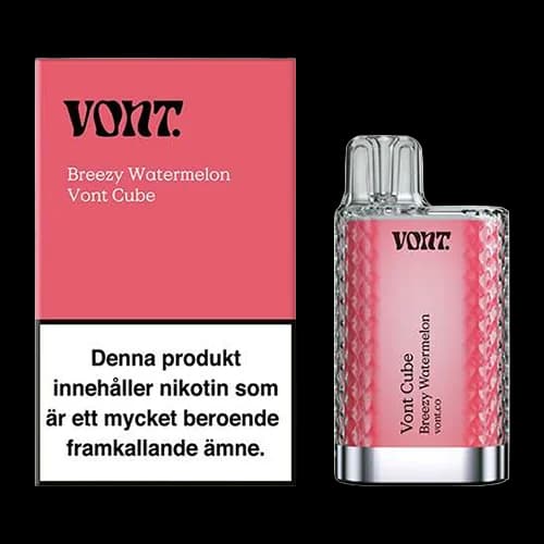 Vont Cube Breezy Watermelon 20mg – engångsvape med förpackning.