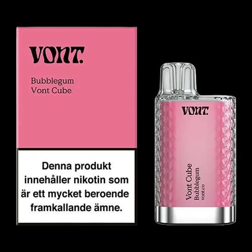Vont Cube Bubblegum 20mg – engångsvape med förpackning.