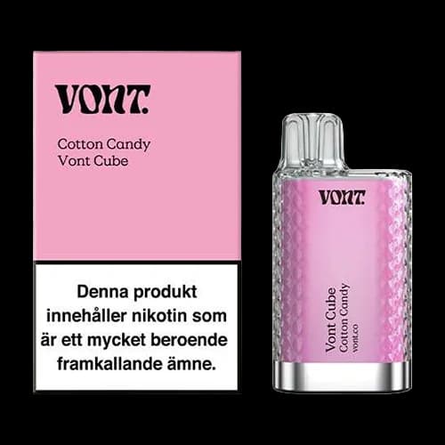 Vont Cube Cotton Candy 20mg – engångsvape med förpackning.