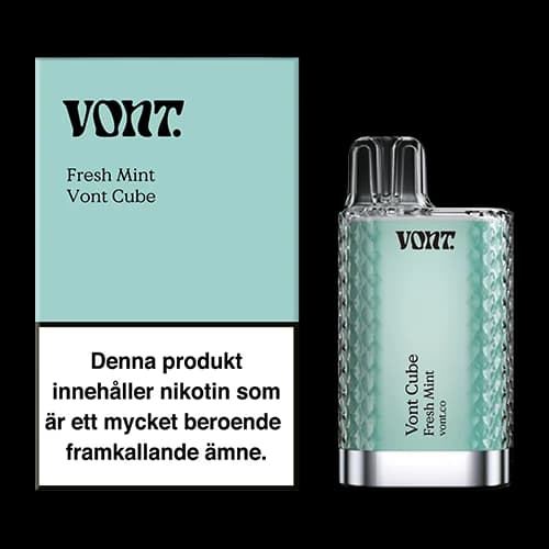 Vont Cube Fresh Mint 20mg – engångsvape med förpackning.