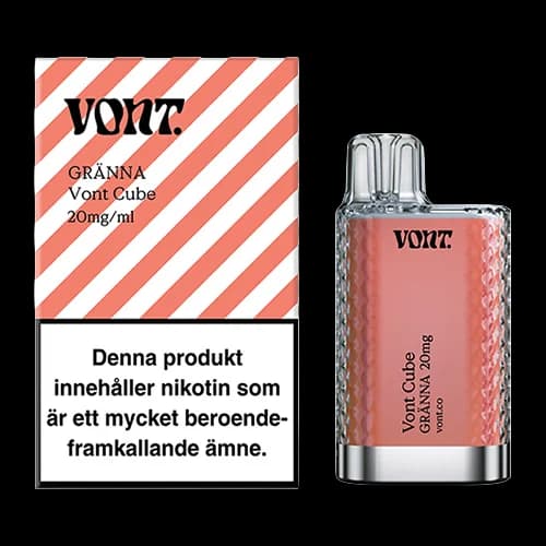 Vont Cube Gränna 20mg – engångsvape med förpackning.