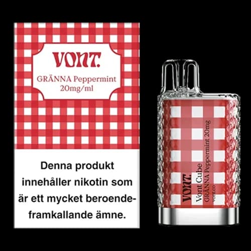 Vont Cube Gränna Peppermint 20mg – engångsvape med förpackning.