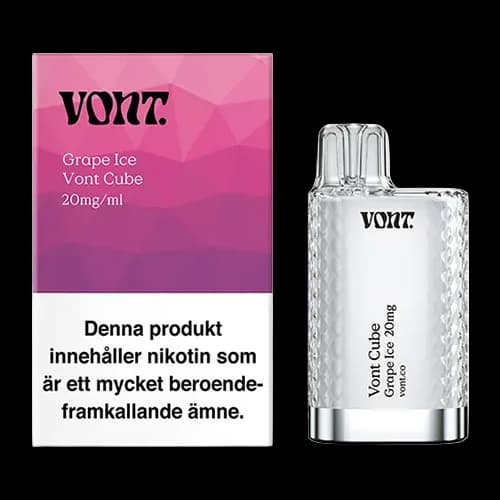 Vont Cube Grape Ice 20mg – engångsvape med förpackning.
