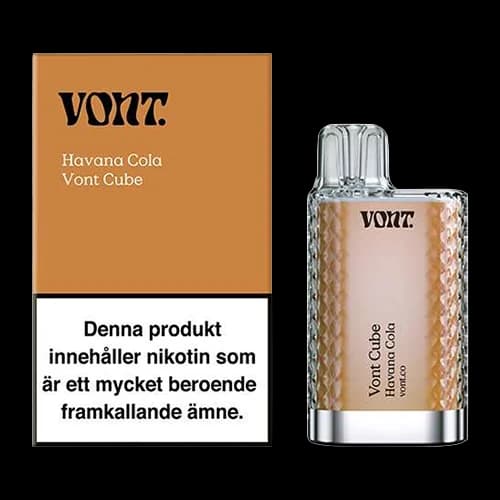 Vont Cube Havana Cola 20mg – engångsvape med förpackning.