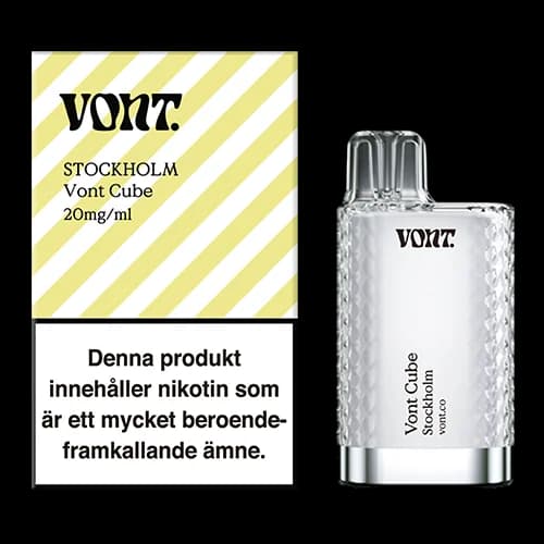 Vont Cube Stockholm 20mg – engångsvape med förpackning.