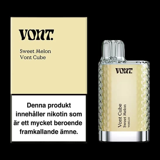 Vont Cube Sweet Melon 20mg – engångsvape med förpackning.
