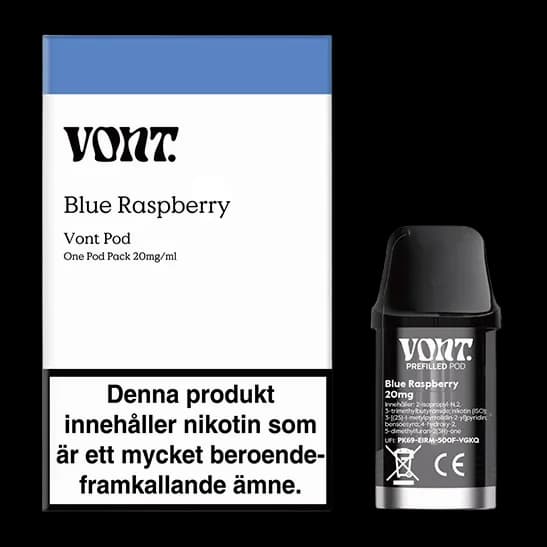 Vont POD Blue Raspberry 20mg – pod och förpackning