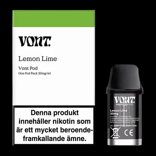 Vont POD Lemon Lime 20mg – pod och förpackning